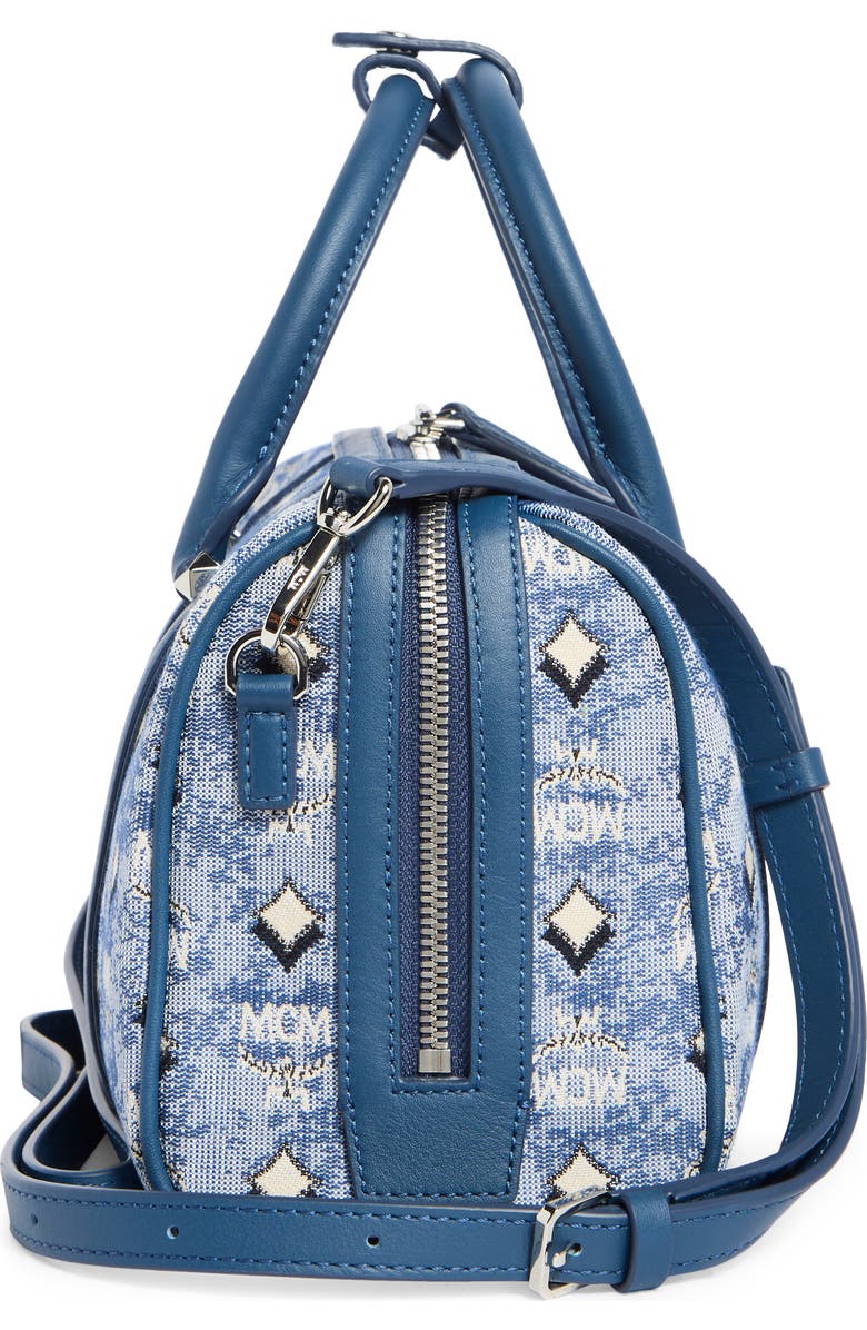 MCM Aren Barrel Bag, Alternate, color, Blue