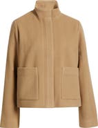 Eileen Fisher High Collar Short Wool Coat