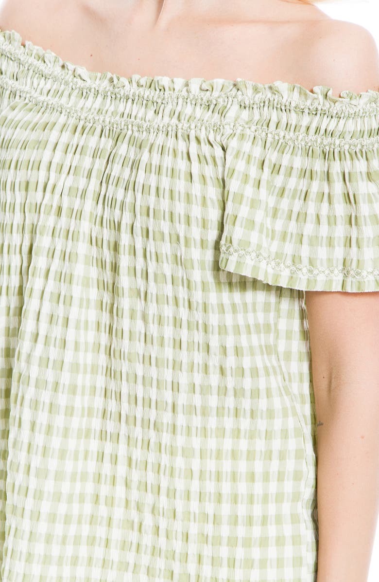 MAX STUDIO Off the Shoulder Top, Alternate, color, Green/ Ivory