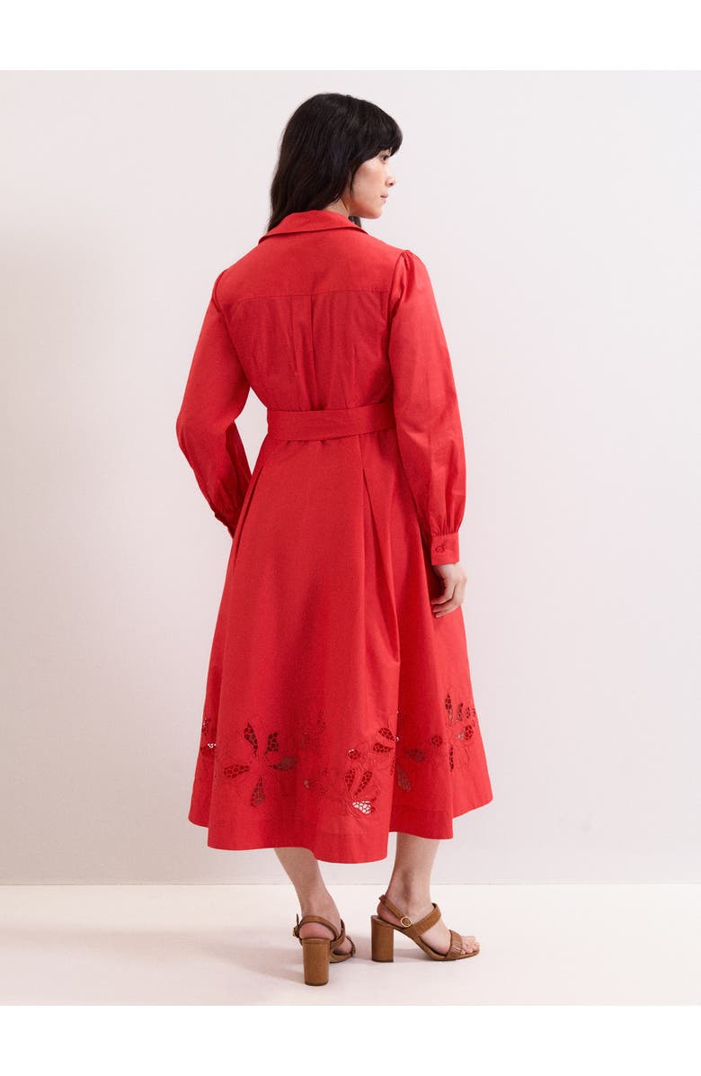 Phase Eight Kim Cutwork Hem Midi Dress, Alternate, color, Red