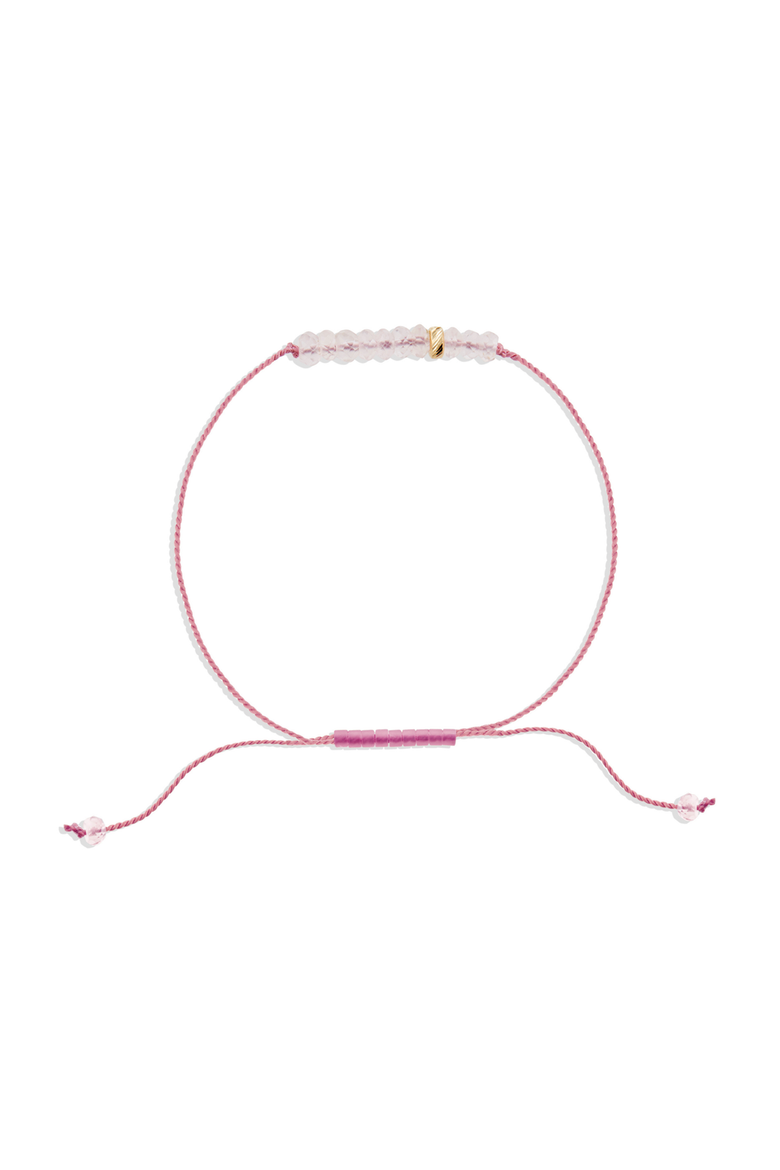 The Energy Project Bracelet - Love With Rose Quartz & Solid 14K Gold Bead, Main, color, Pink