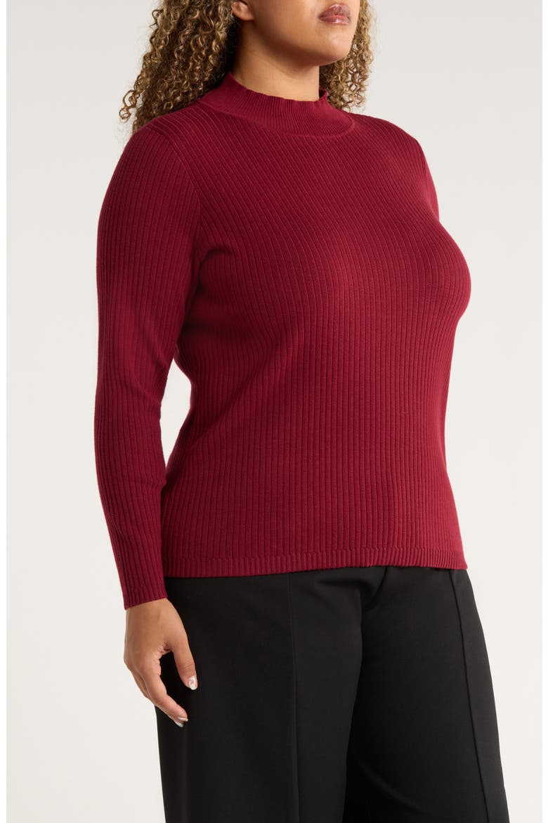 Sutton Mock Neck Long Sleeve Cotton Blend Sweater, Alternate, color, BORDEAUX
