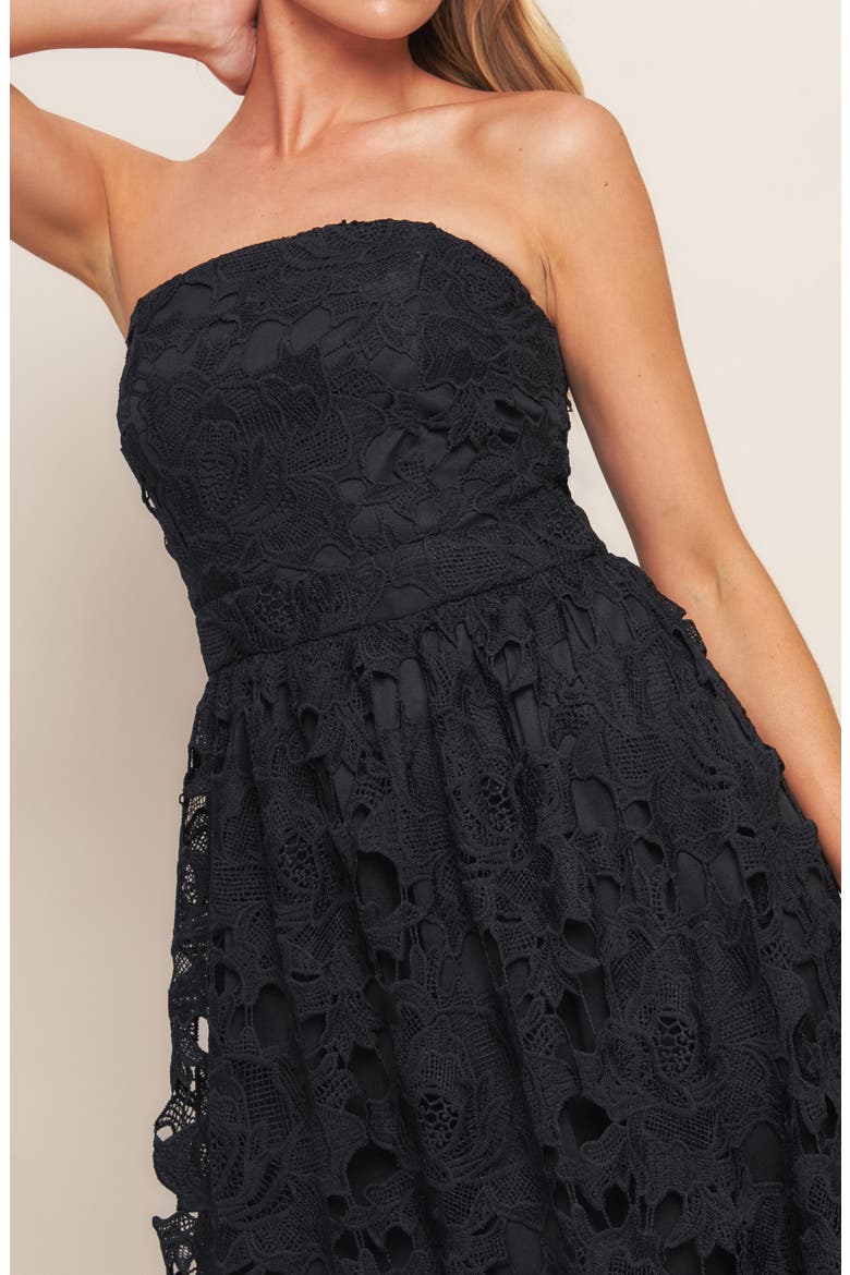Lace Midi Dress, Alternate, color, BLACK