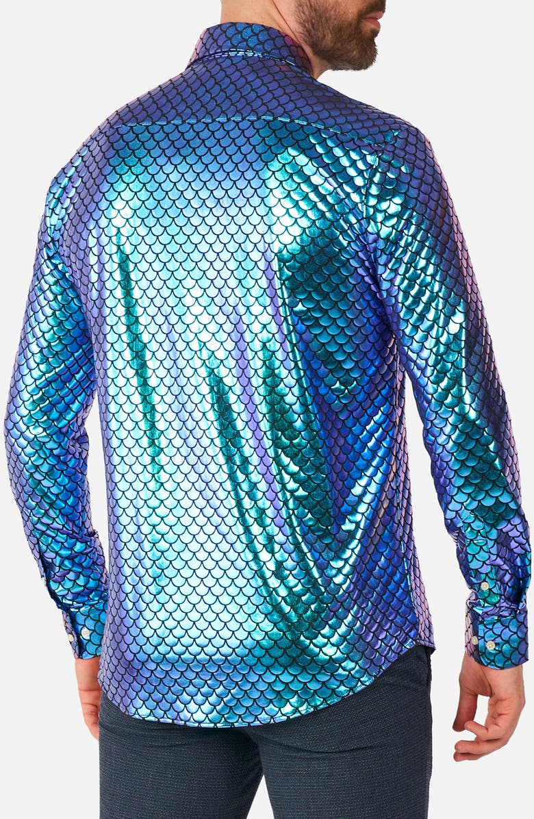 OppoSuits Fancy Fish Modern Tailored Fit Button-Up Shirt, Alternate, color, Blue