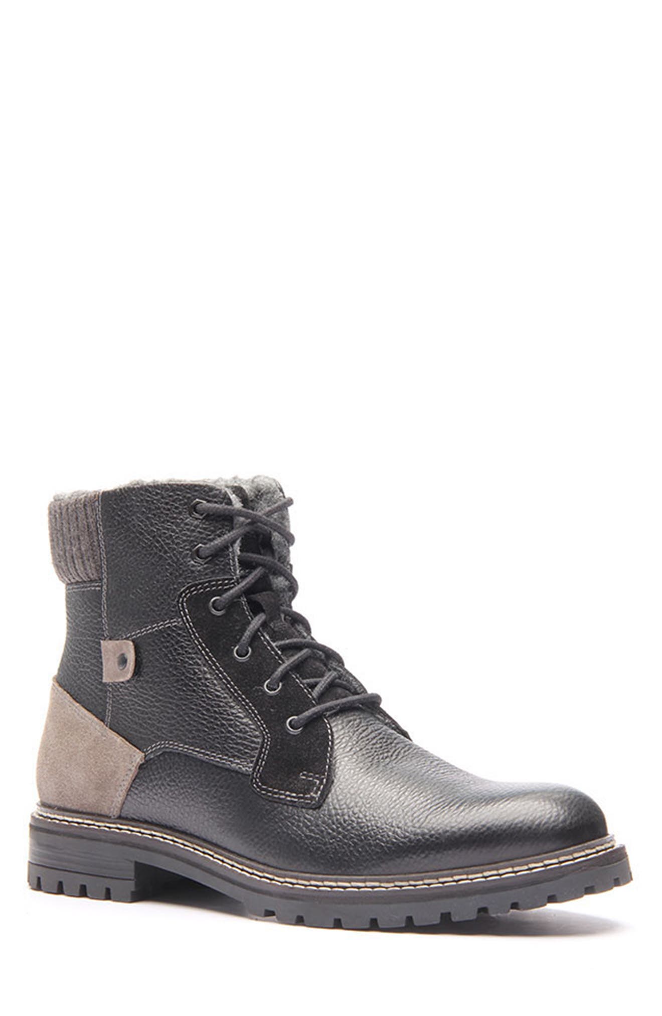 CREVO Marcel Wool Cuff Leather Boot, Main, color, 