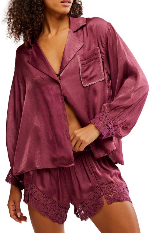 Free People Midnight Muse Pajama Shirt In Purple