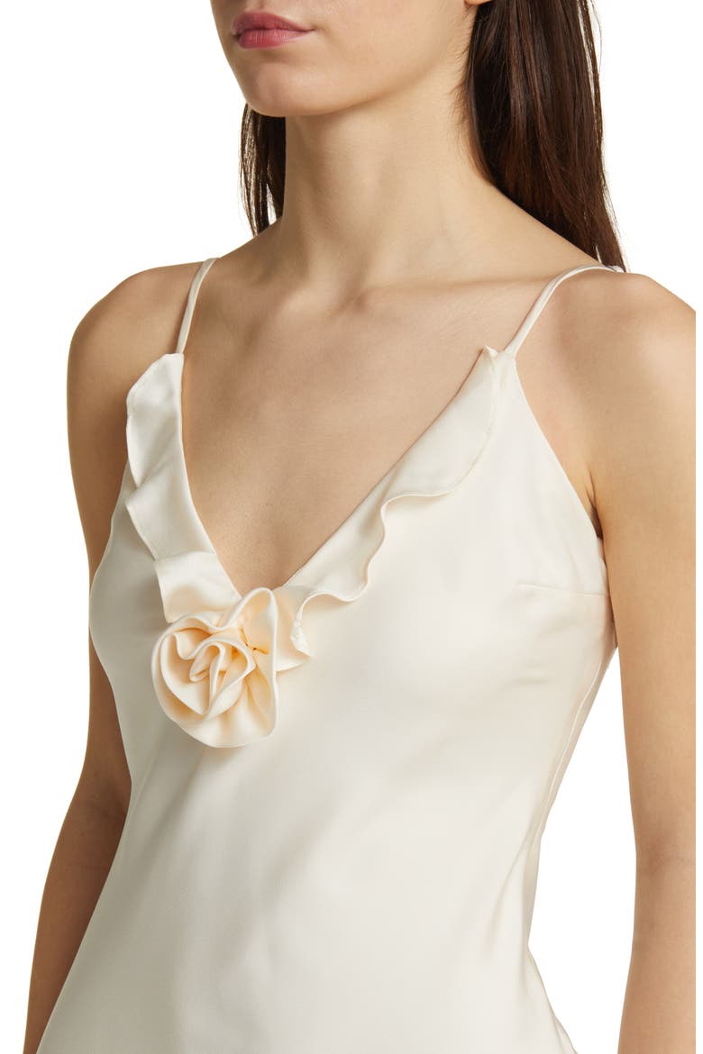 Bailey Floral Satin Slipdress, Alternate, color, CREAM