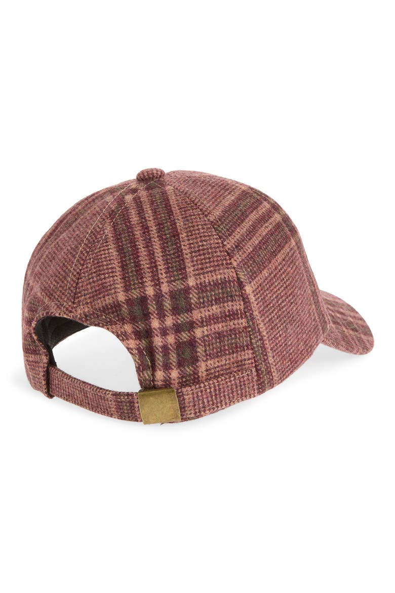 Plaid Wool Blend Baseball Cap, Alternate, color, BURGUNDY