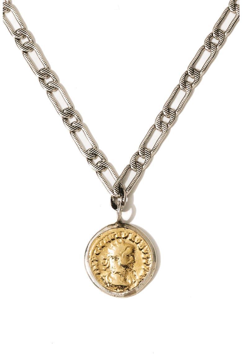 Aurelian Coin Pendant Necklace, Main, color, SILVER