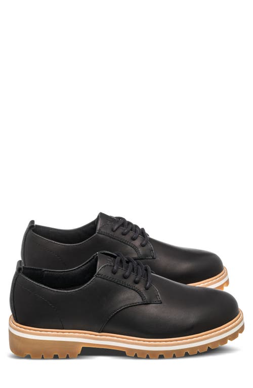 Clae Logan Lugged Plain Toe Derby In Antique Black Leather