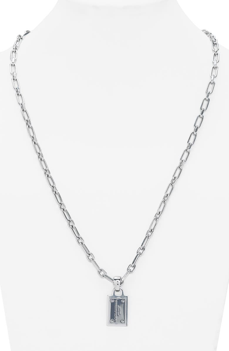 Dolce&Gabbana Men's Logo Pendant Necklace, Alternate, color, Silver