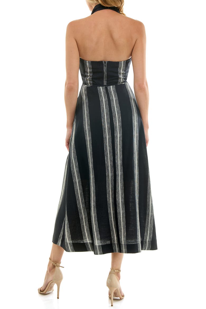 Stripe Halter Midi Dress, Alternate, color, BLACK/ IVORY