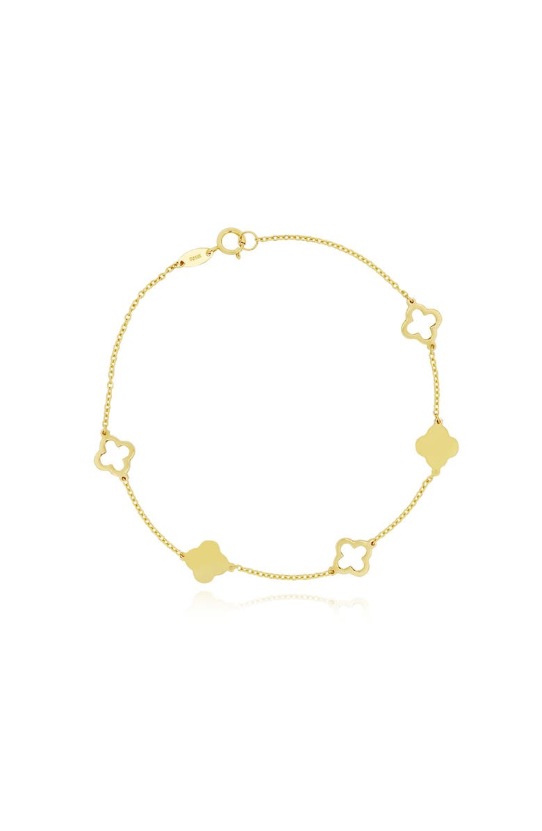 The Lovery Fine Jewelry Mini Gold Alternating Open Clover Bracelet, Main, color, Gold