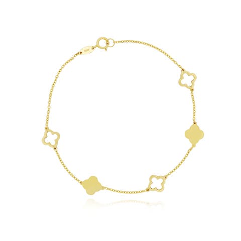 Mini Gold Alternating Open Clover Bracelet
