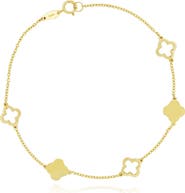 The Lovery Fine Jewelry Mini Gold Alternating Open Clover Bracelet