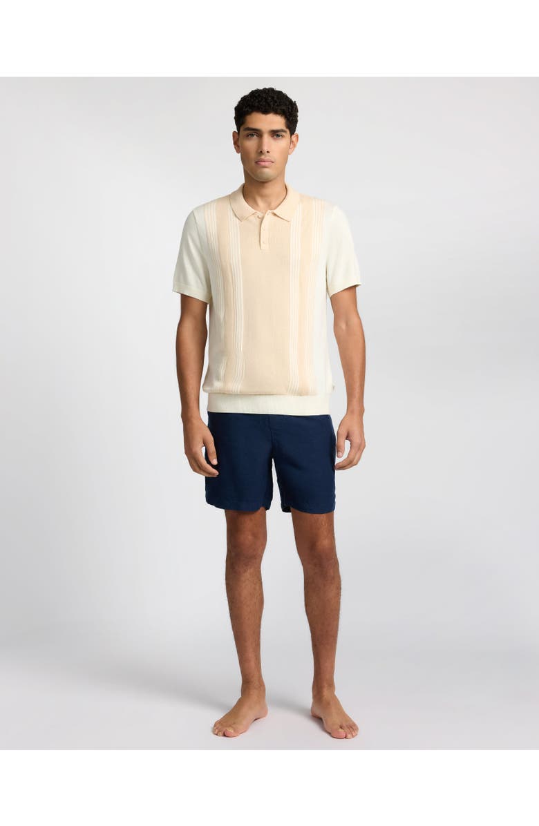 Onia Cotton Knit Short Sleeve Polo, Alternate, color, Natural/Egret