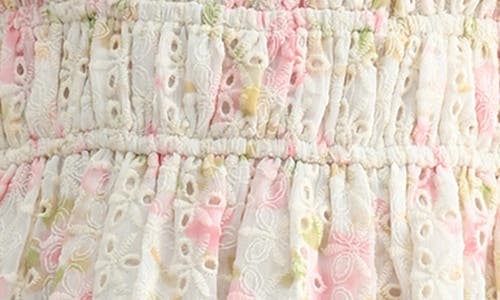 Lush Lace Strap Embroidered Eyelet Peplum Top