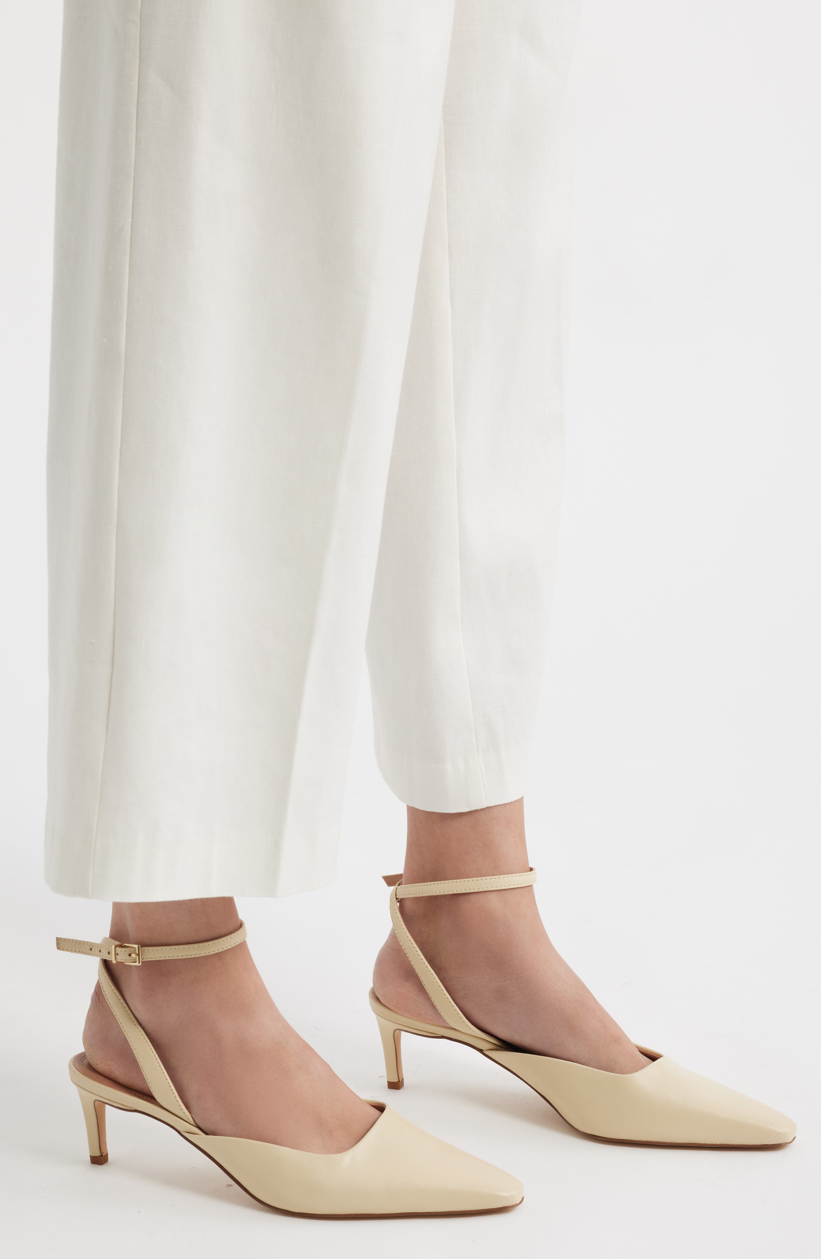 Nordstrom Greenwich Ankle Strap Pointed Toe Slingback Pump, Alternate, color, Beige Wood Ash