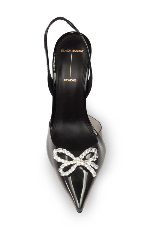 Black Suede Studio Monroe Slingback Pointed Toe Pump In Black/black Pvc