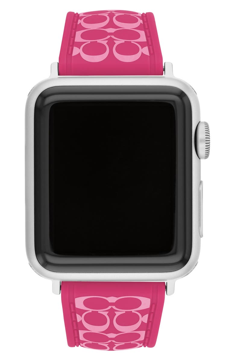 COACH Signature C Silicone Apple Watch<sup>®</sup> Watchband, Main, color, Pink