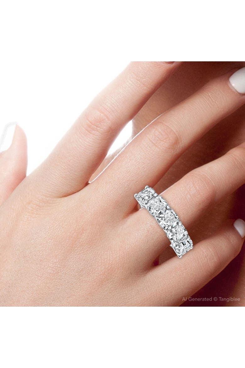 5 1/4Ct Cushion Cut 5-Stone Diamond Wedding Anniversary Ring 14k Gold Lab Grown, Alternate, color, 14k White Gold