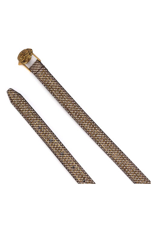 Kurt Geiger London Crystal Houndstooth Belt In Gold