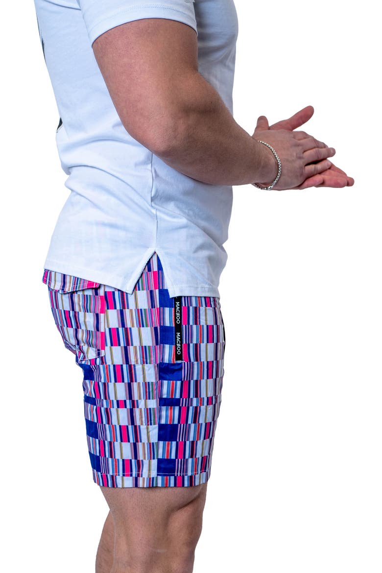 Swim Lion Bars Multi Swim Trunks, Alternate, color, PURPLE MULTI