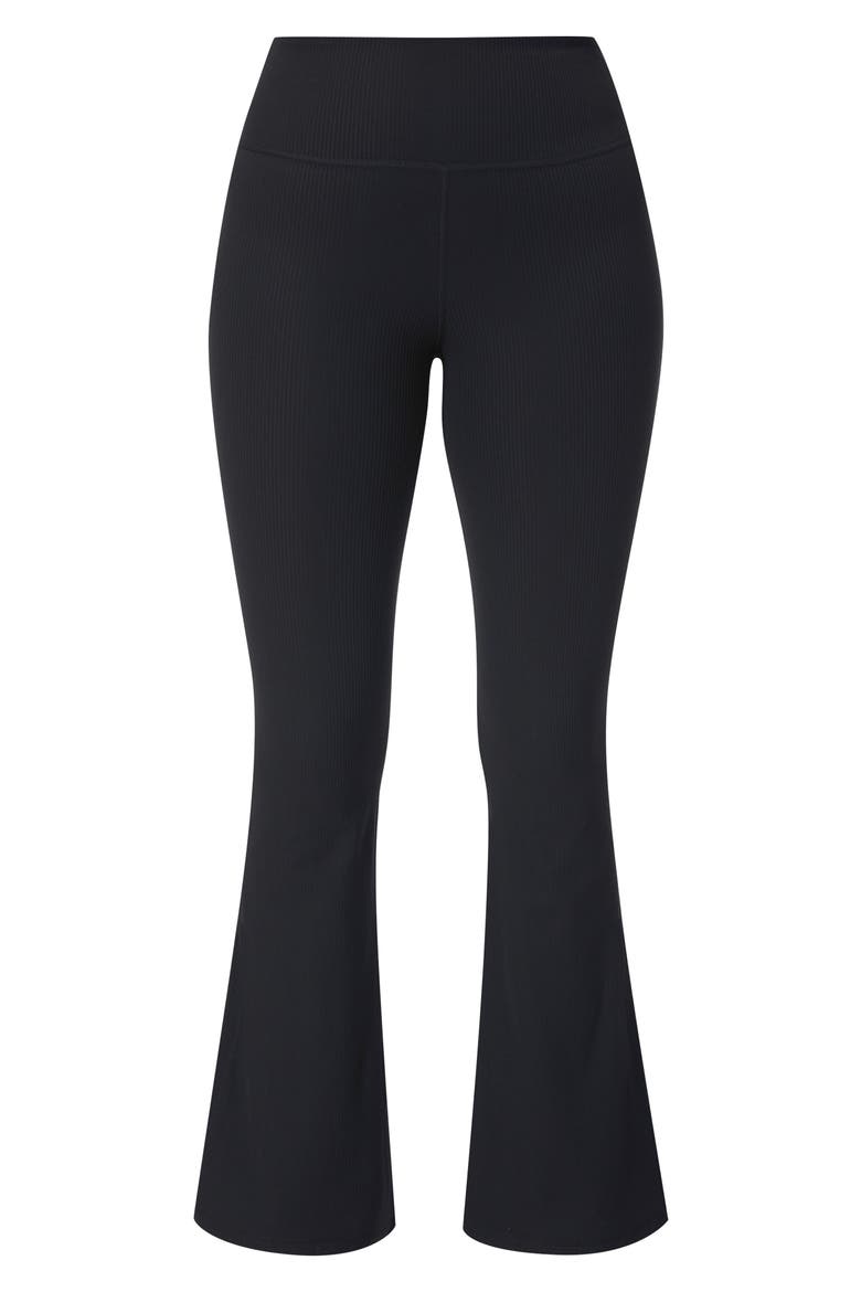 Glow Flex Rib Flare Pants, Alternate, color, BLACK
