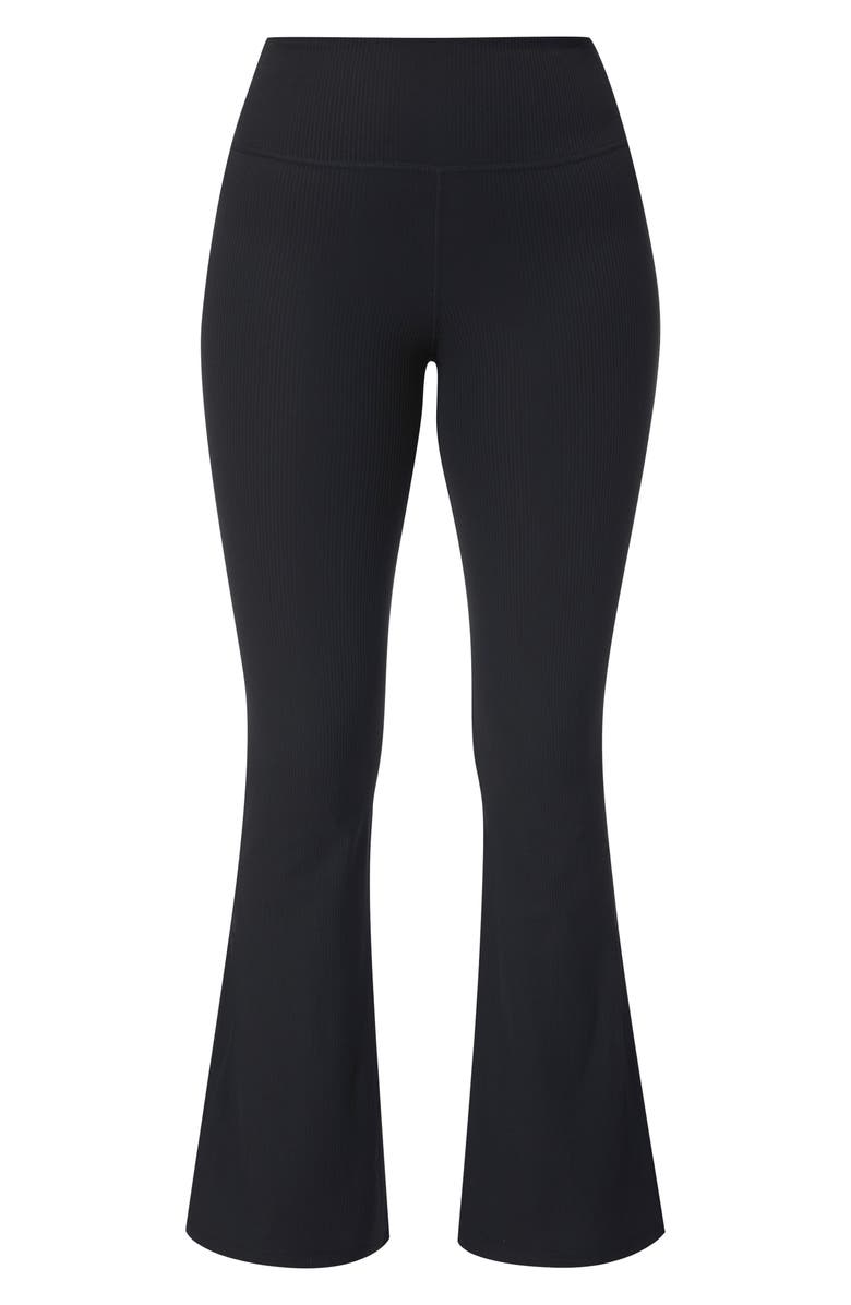 Sweaty Betty Glow Flex Rib Flare Pants, Alternate, color, Black