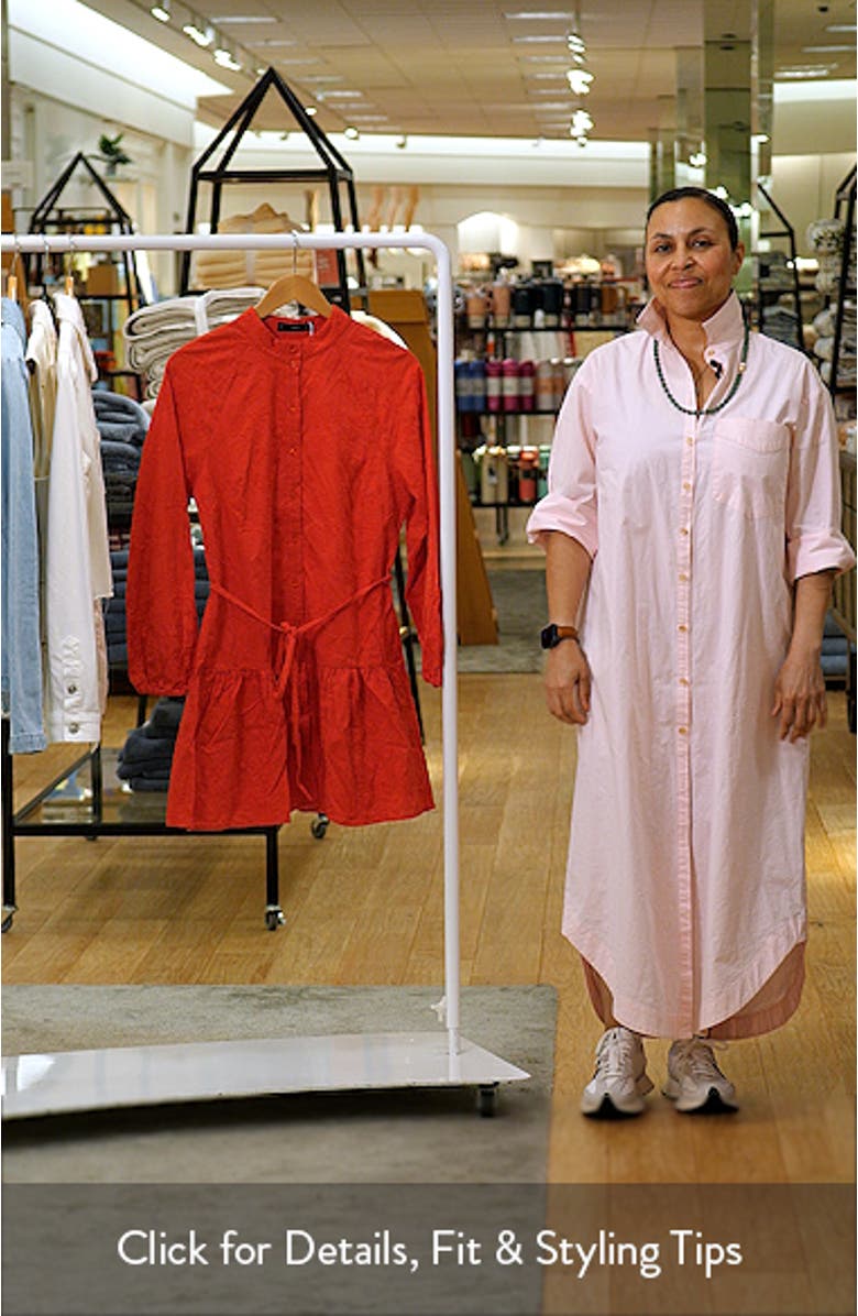 Embroidered Long Sleeve Cotton Shirtdress, sales video thumbnail