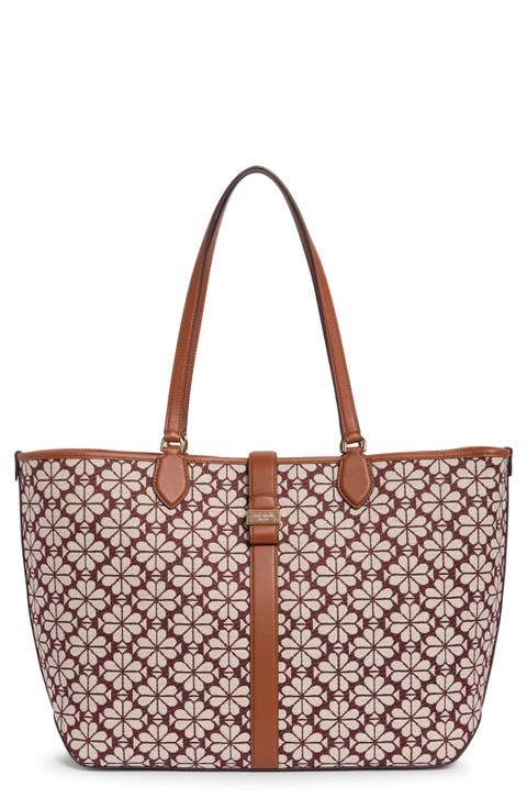 large spade floral jacquard tote