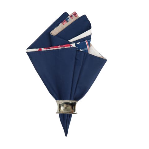 Levi Patriotic Patchwork 100% Cotton Set of 6 Cloth Napkins