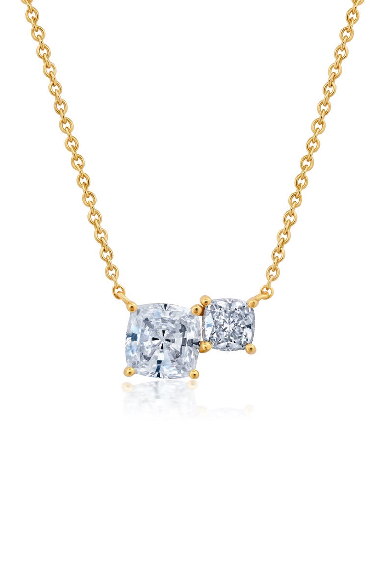 Cushion Cut Cubic Zirconia Pedant Necklace, Main, color, GOLD