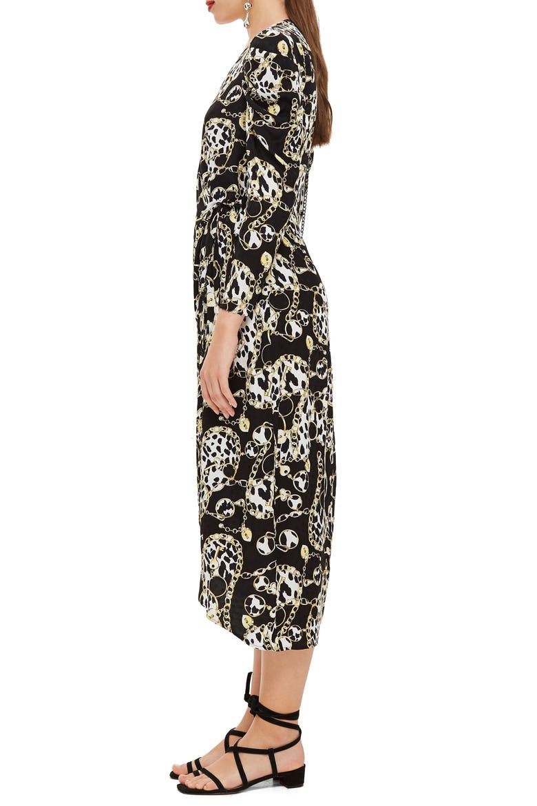 Chain Jacquard Midi Dress, Alternate, color, BLACK MULTI