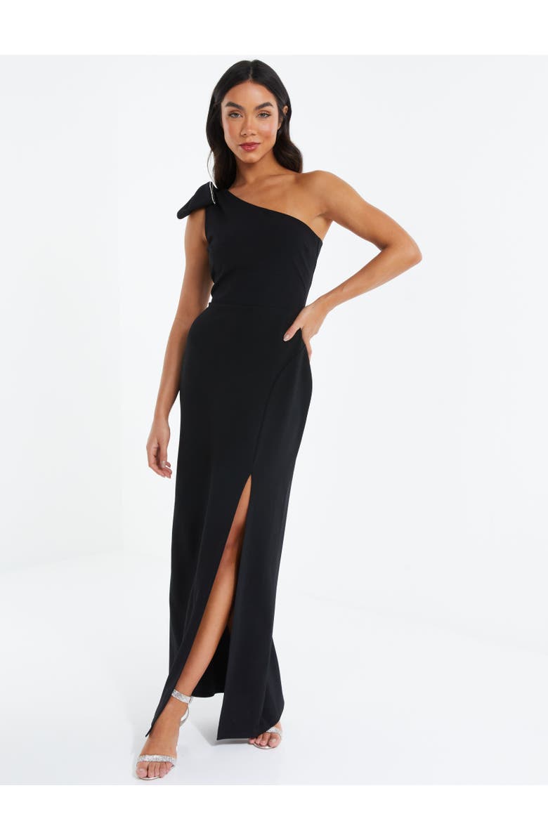 QUIZ One-Shoulder Bow Detail Maxi Dress, Main, color, 