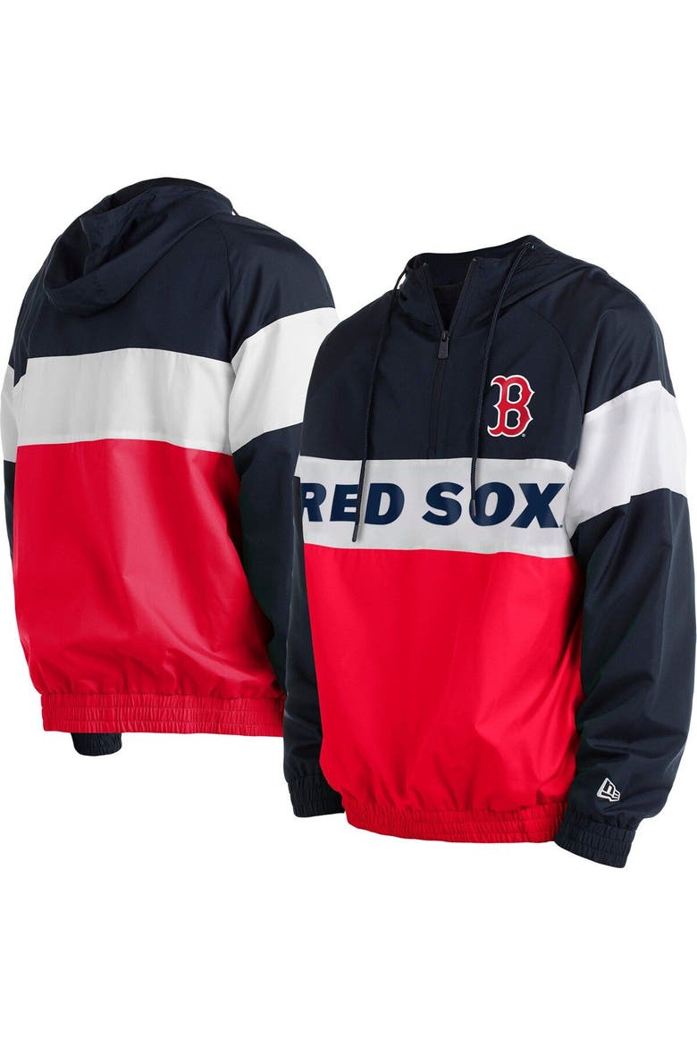 Men's New Era Red Boston Red Sox Raglan Quarter-Zip Hoodie, Main, color, Red