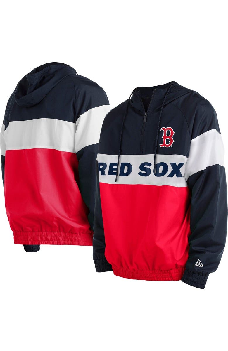 New Era Men's New Era Red Boston Red Sox Raglan Quarter-Zip Hoodie, Main, color, Red