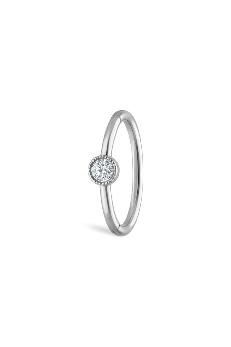 Scallop Diamond Hoop Earring, Main, color, WHITE GOLD
