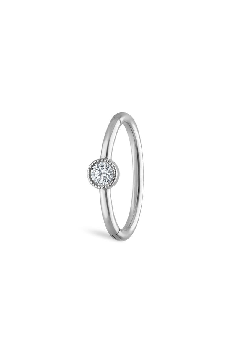 MARIA TASH Scallop Diamond Hoop Earring, Main, color, White Gold