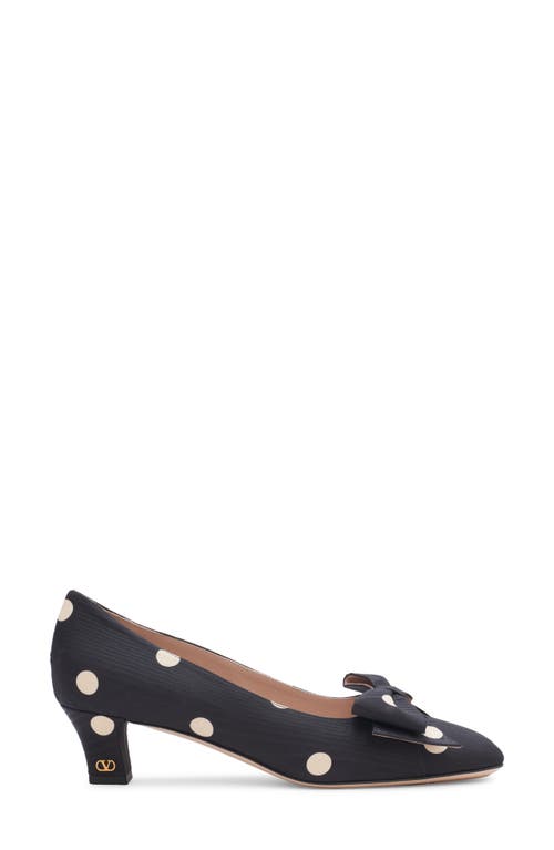 Valentino Polka Dot Satin Bow Pumps In Bmt Nero-burro