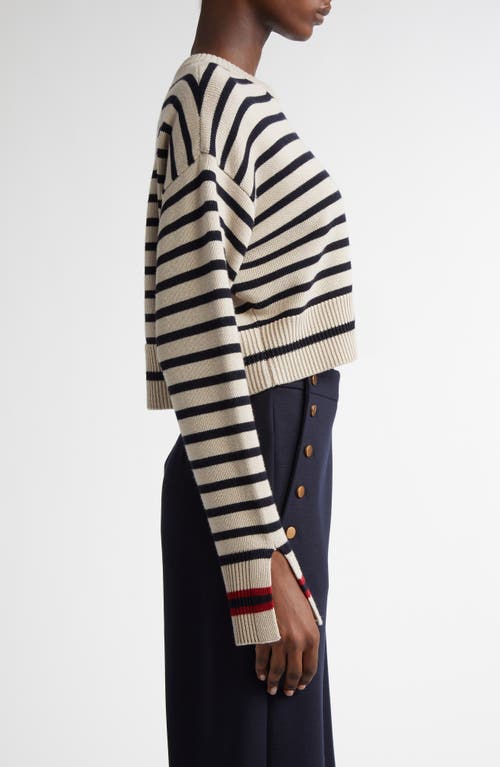 Max Mara Dorotea Stripe Virgin Wool Crop Sweater In Sand