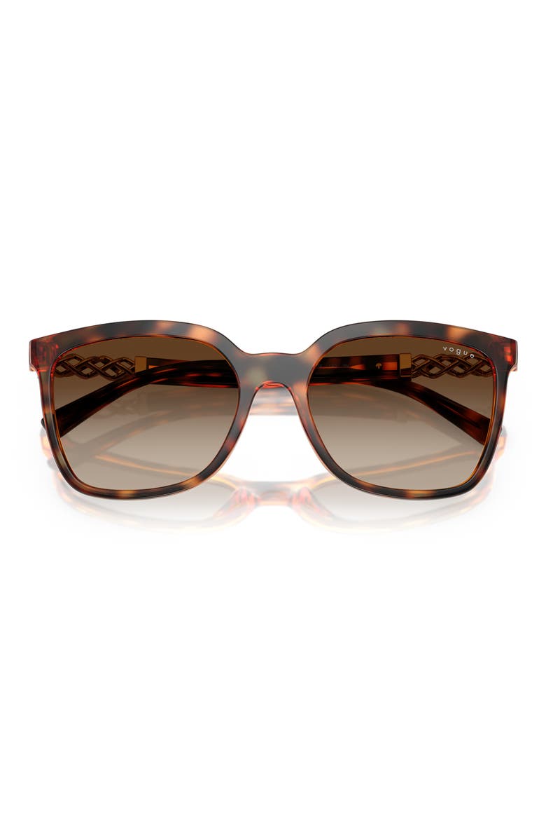 55mm Polarized Gradient Square Sunglasses, Alternate, color, DARK HAVANA