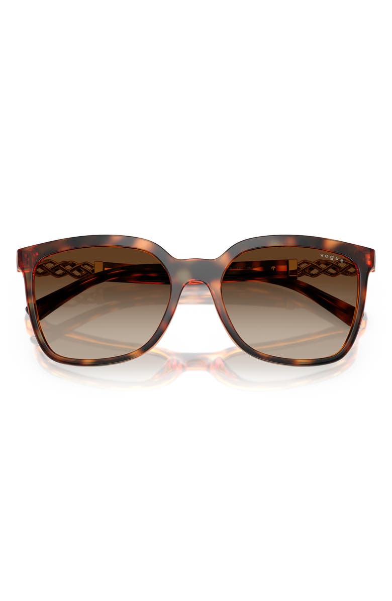 VOGUE 55mm Polarized Gradient Square Sunglasses, Alternate, color, Dark Havana