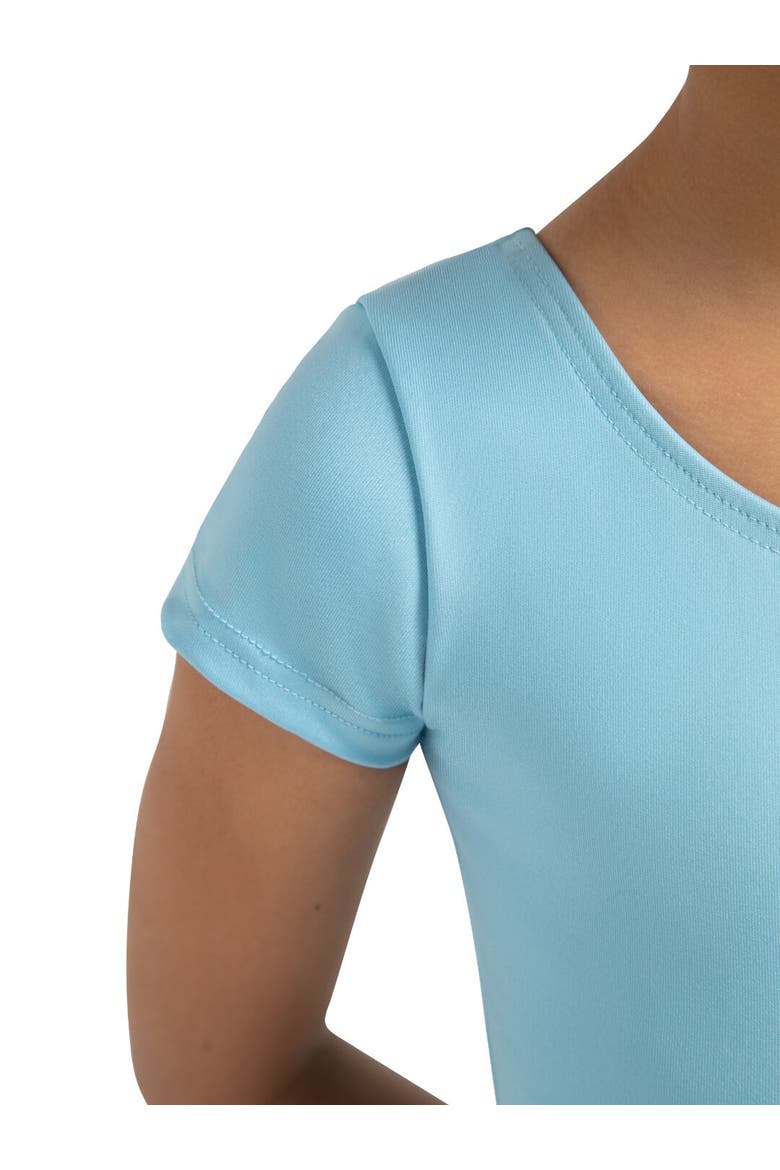 Team Basics Short Sleeve Leotard, Alternate, color, Light Blue
