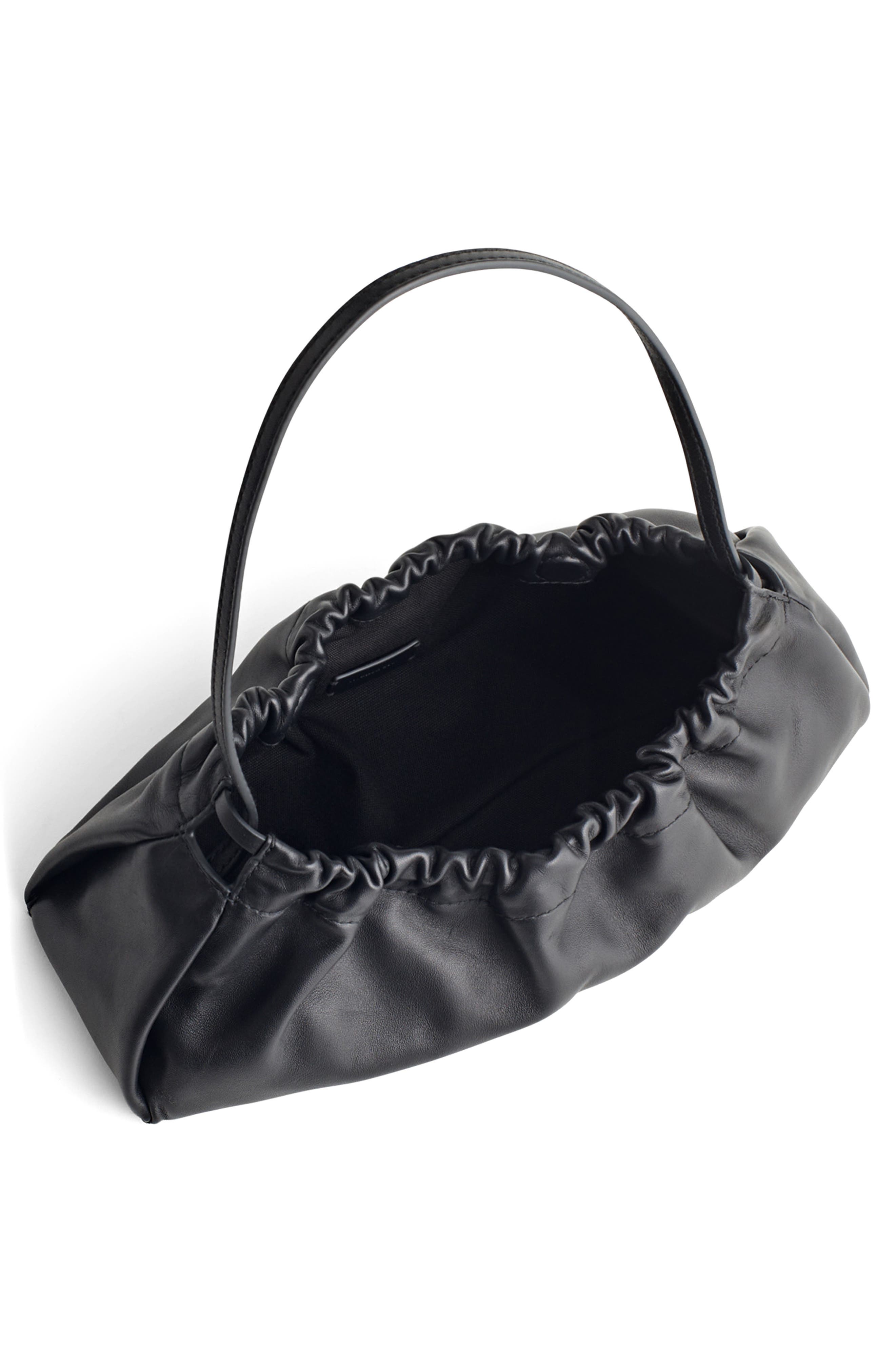 Ruched Leather Clutch, Alternate, color, TRUE BLACK