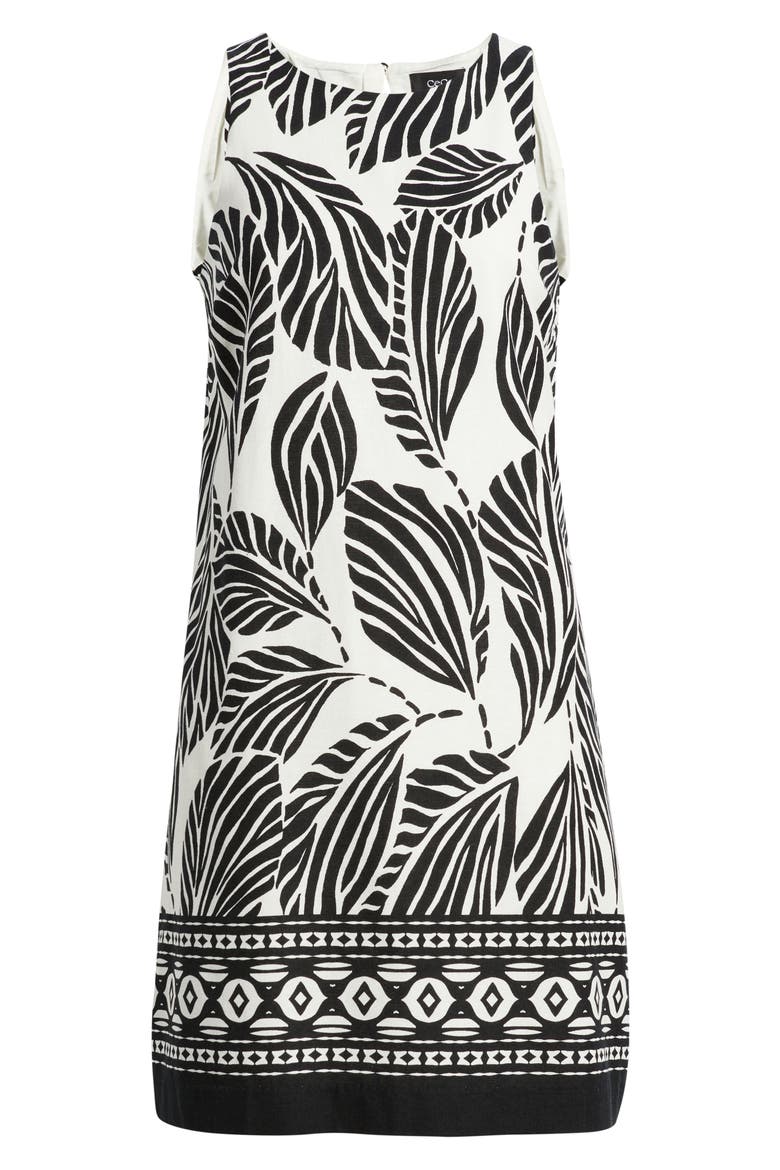Print A-Line Linen Blend Minidress, Alternate, color, IVORY MULTI