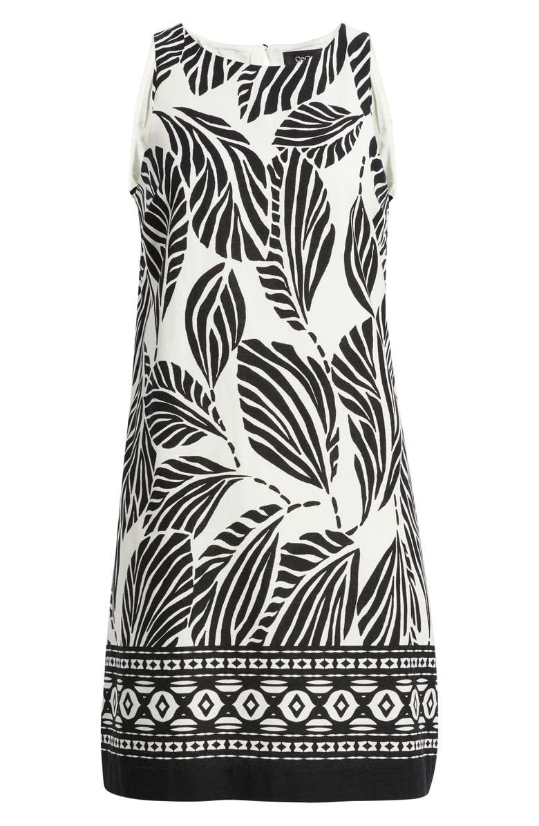 CeCe Print A-Line Linen Blend Minidress, Alternate, color, Ivory Multi