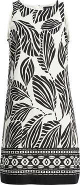 CeCe Print A-Line Linen Blend Minidress