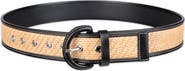 Cole Haan Leather Trim Raffia Belt