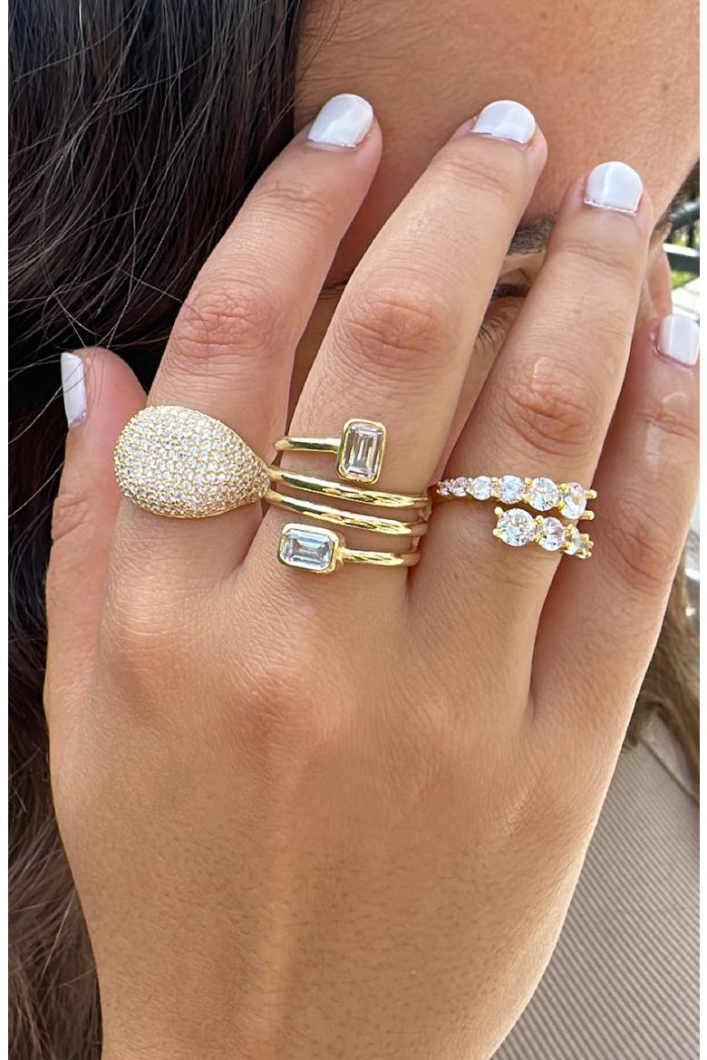 Cubic Zirconia Bypass Ring, Alternate, color, GOLD/ WHITE